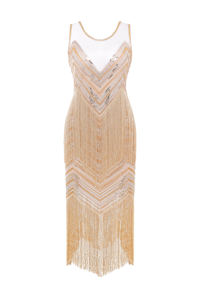 Embroidered Sequin Flapper Tassel Dress - Babeyond UK