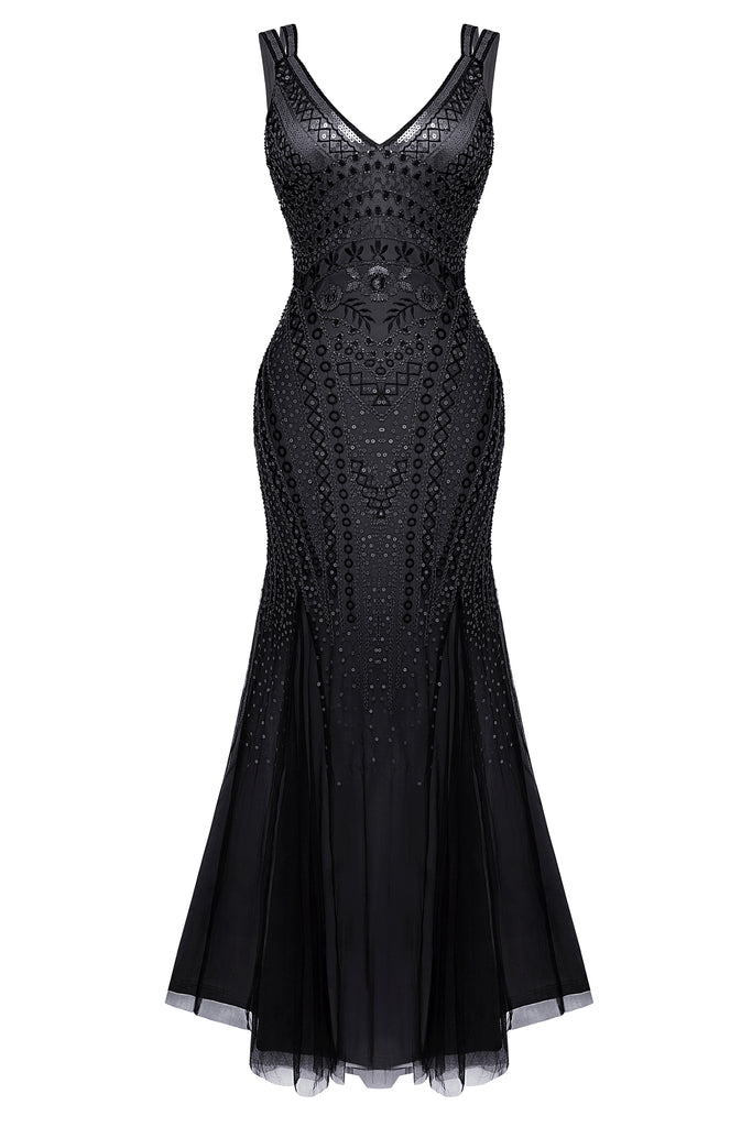 Embroidered Sequin Two Strap Mermaid Dress - Babeyond UK