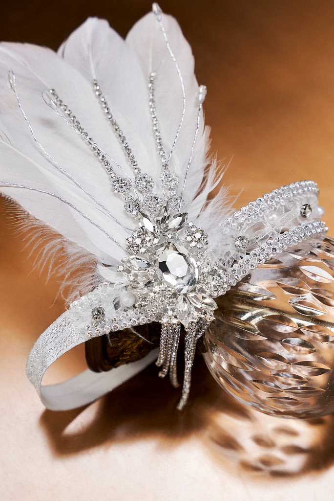 Gorgeous Rhinestone Feather Headpiece - Babeyond UK