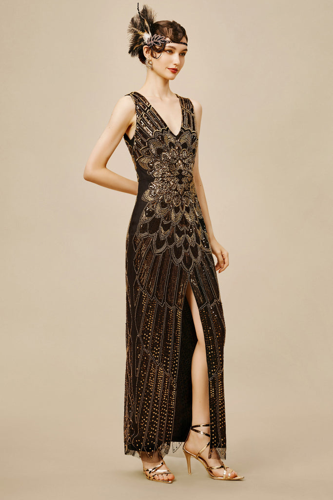 La Revue Nègre Beaded Hem Evening Gown - Babeyond UK