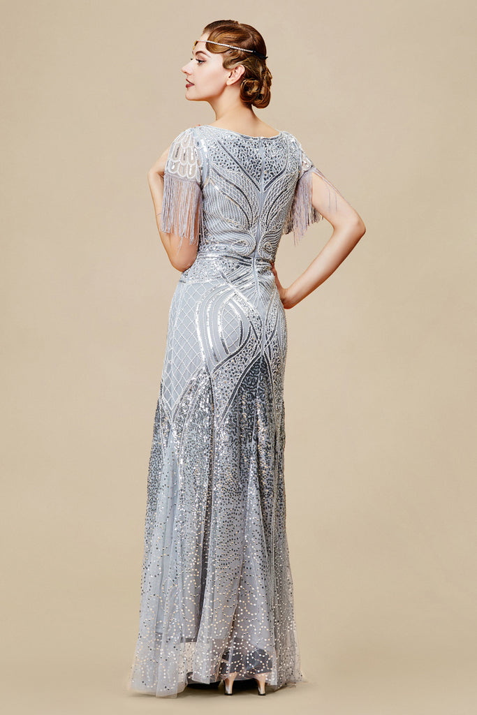 1920s Mermaid Hem Maxi Bodycon Cocktail Dress - Babeyond UK