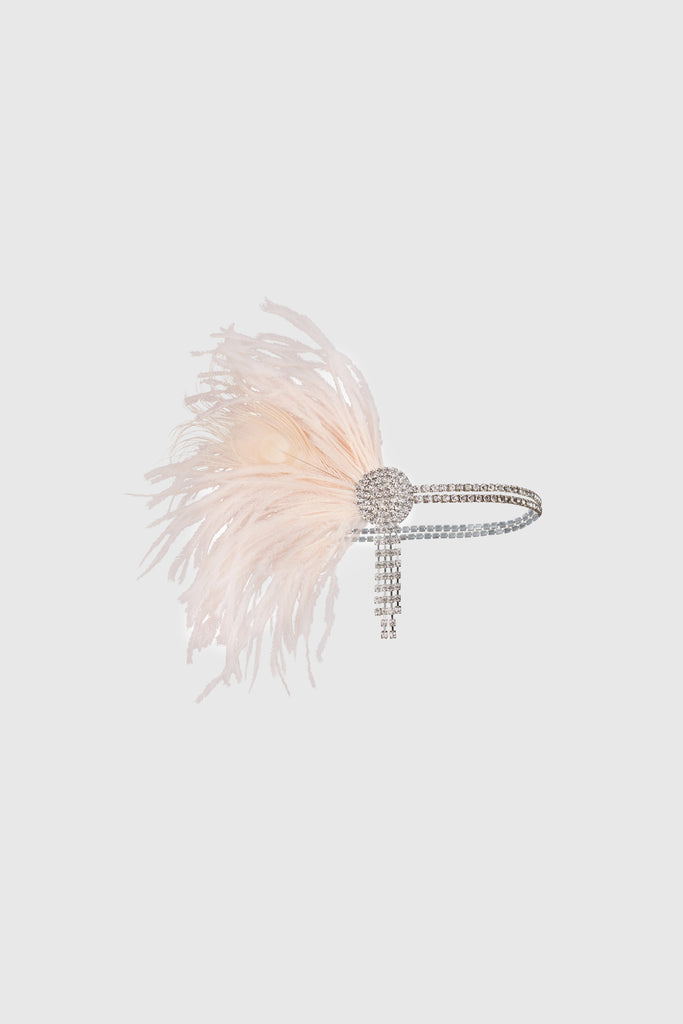 Ostrich Feather Rhinestone Headpiece - Babeyond UK