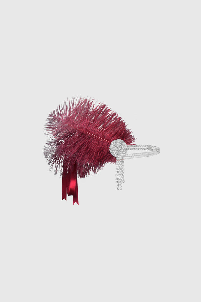 Ostrich Feather Rhinestone Headpiece - Babeyond UK