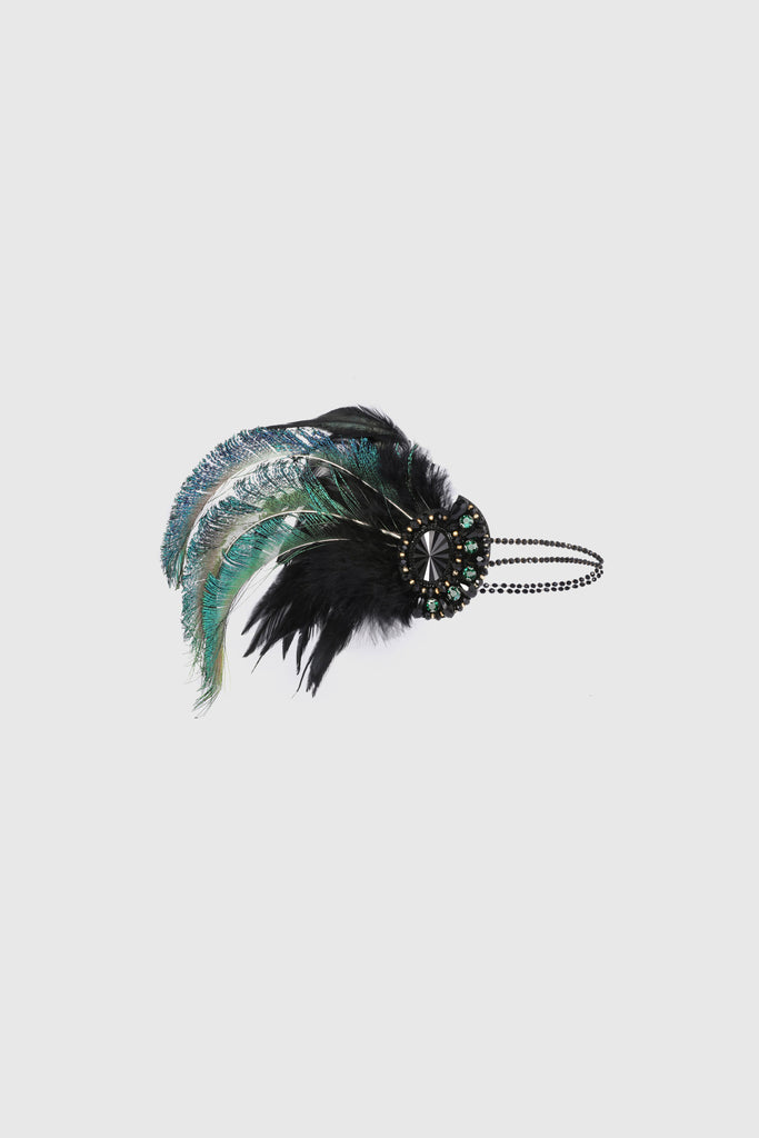 Rhinestone Peacock Feather Headband - Babeyond UK