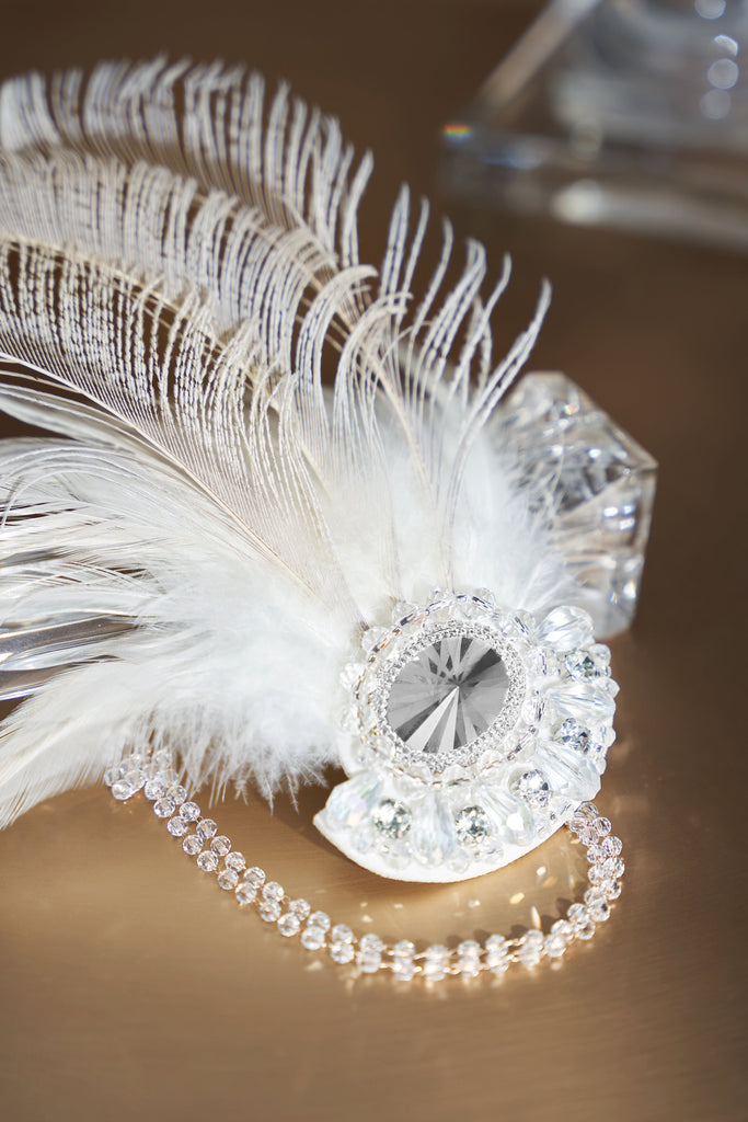 Rhinestone Peacock Feather Headband - Babeyond UK