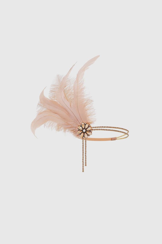 Rhinestone Studded Feather Headband - Babeyond UK