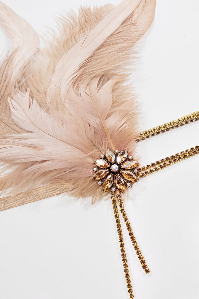 Rhinestone Studded Feather Headband - Babeyond UK