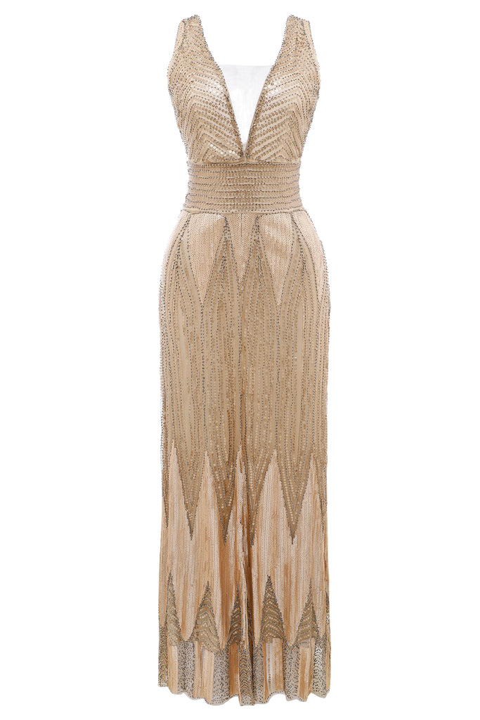 Scoop Neck Sheer Side Slit Sequin Dress - Babeyond UK