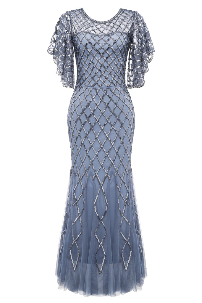 Sequined Striped Mesh Mermaid Dress - Babeyond UK