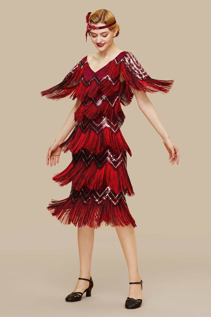 Shimmering Tiered Fringe Sequin Dress - Babeyond UK