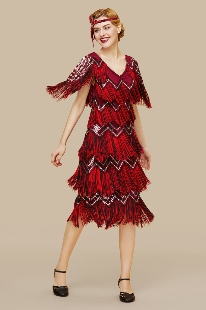 Shimmering Tiered Fringe Sequin Dress - Babeyond UK