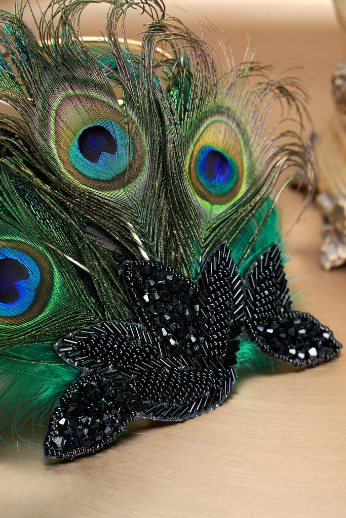 Vintage Beaded Peacock Headpiece - Babeyond UK