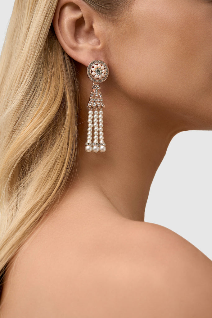 Classic Zircon Studded Pearl Earrings - Babeyond UK