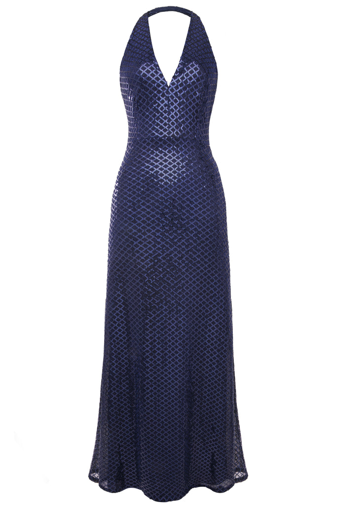 V Neck Hanging Sequin Maxi Dress - Babeyond UK