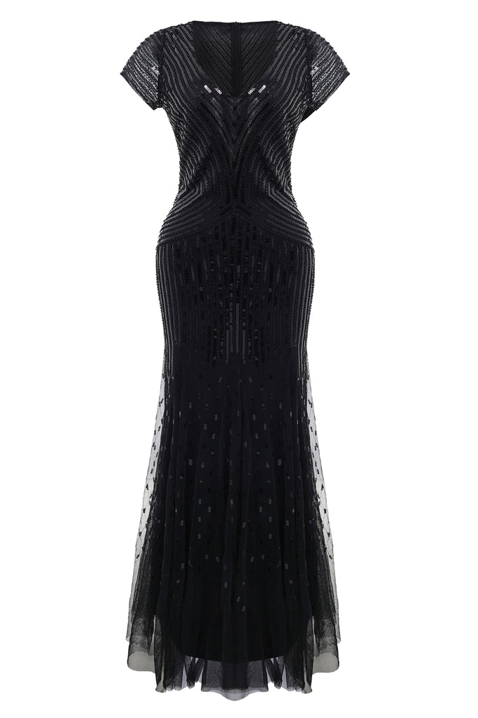 V Neck Sequin Maxi Bodycon Dress - Babeyond UK