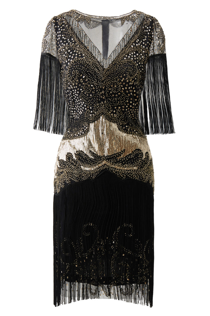 1920s Flapper Fringed Sleeves Dress - Babeyond UK