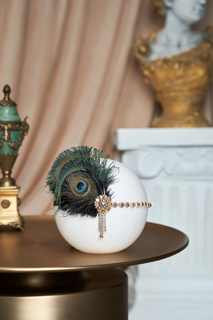 Vintage Rhinestone Peacock Headpiece - Babeyond UK