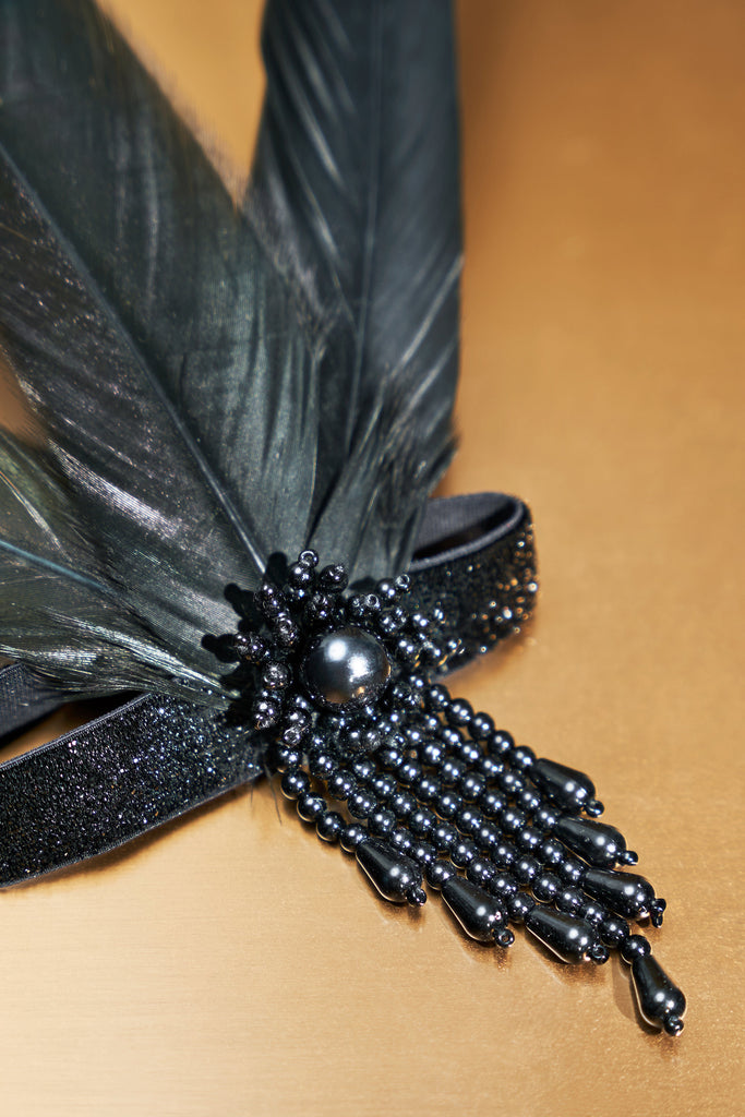 Beaded Feather Shimmer Hairband - Babeyond UK