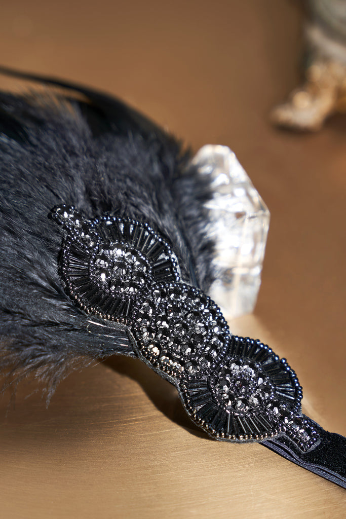 Crystal Studded Feather Headband - Babeyond UK