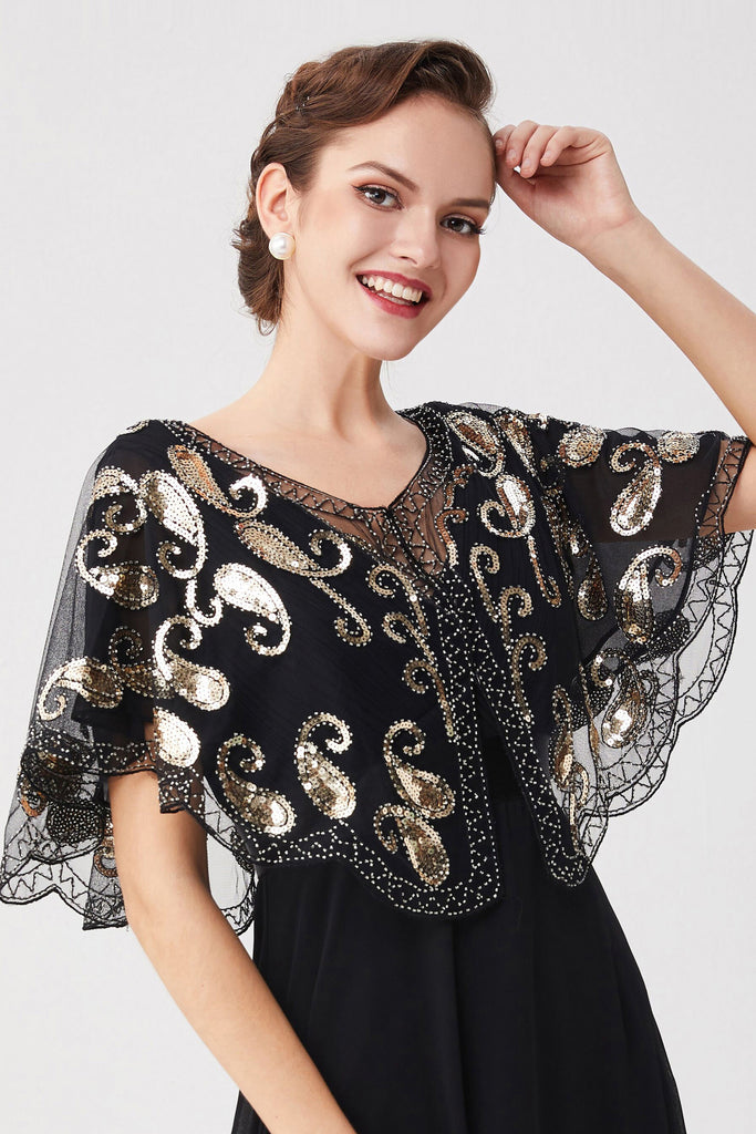 1920s Sequin Beaded Gatsby Shawl - Babeyond UK