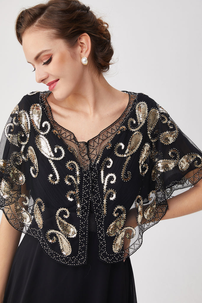 1920s Sequin Beaded Gatsby Shawl - Babeyond UK