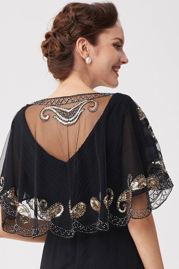 1920s Sequin Beaded Gatsby Shawl - Babeyond UK