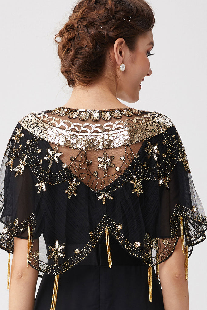 1920s Sequin Beaded Evening Shawl - Babeyond UK