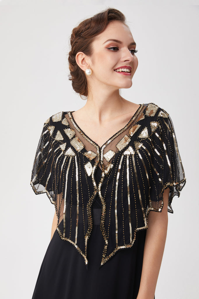 1920s Sequin Flapper Evening Shawl - Babeyond UK