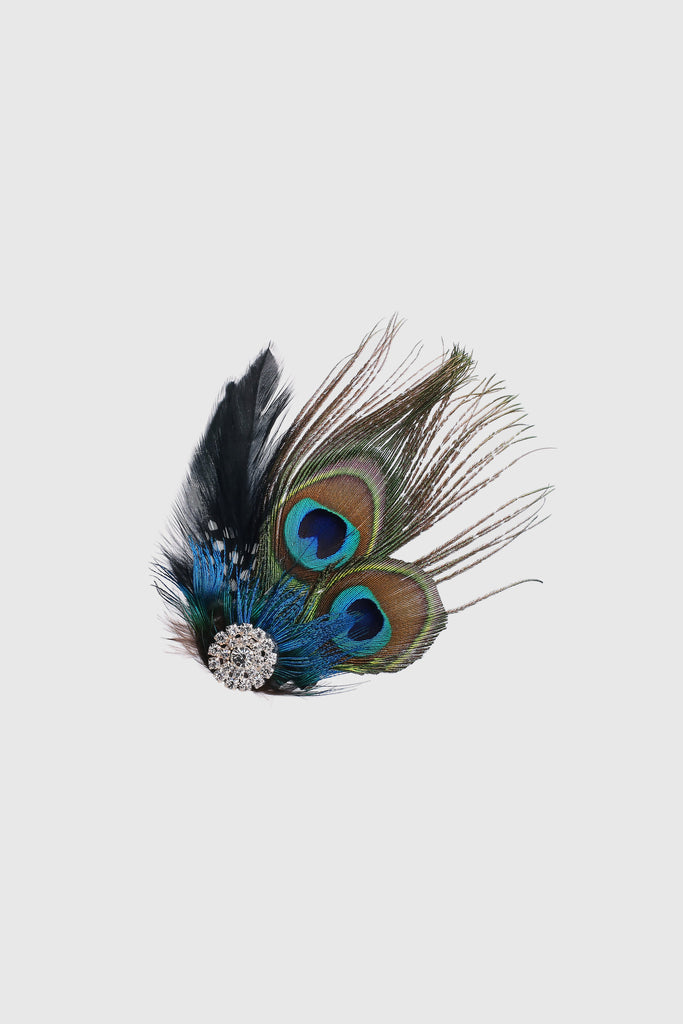 Vintage Rhinestone Peacock Hair Clip - Babeyond UK