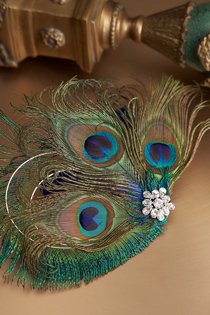 Vintage Rhinestone Peacock Hair Clip - Babeyond UK