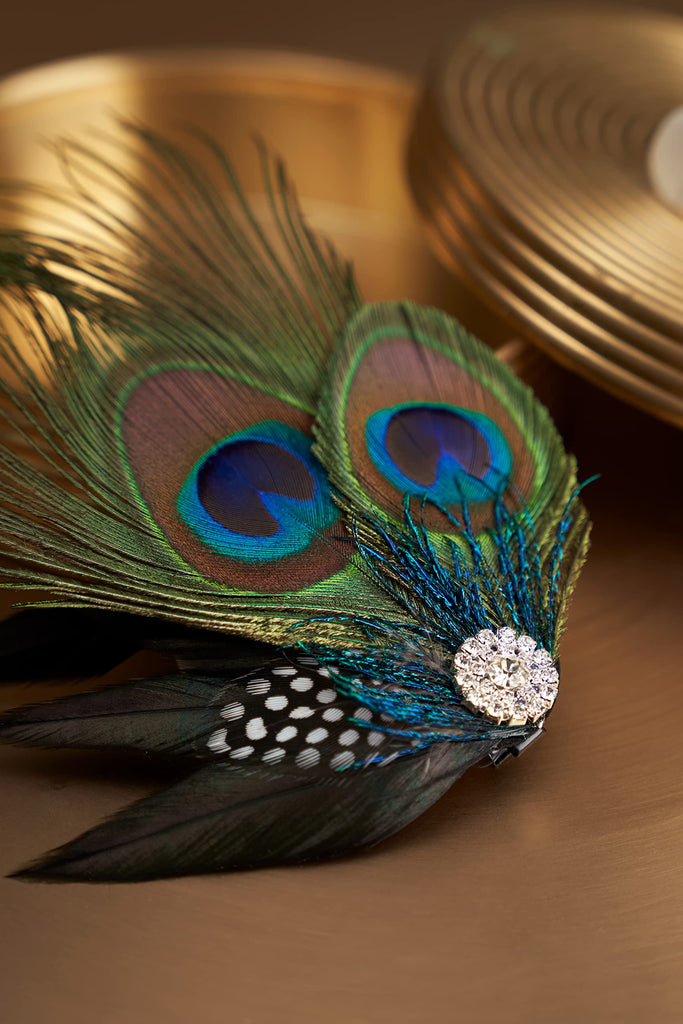 Vintage Rhinestone Peacock Hair Clip - Babeyond UK